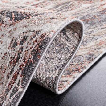 Safavieh 6 ft. 7 in. x 6 ft. 7 in. Vogue Rust & Gray Power Loomed Round Rug VGE162P-7R